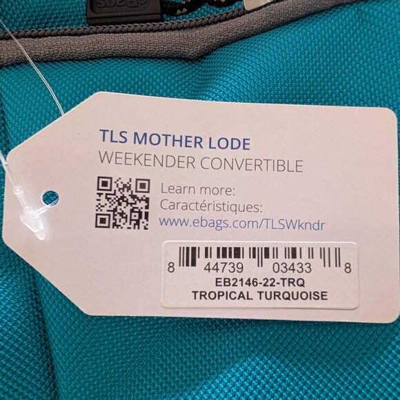eBags TLS Mother Lode Weekender Convertible Travel Backpack, Turquoise, New - Picture 8 of 8